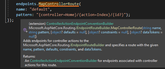 Controller endpoints are mapped in Program.cs